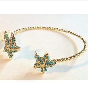 Gold Aqua Starfish Cable Rope Bracelet Island Sea